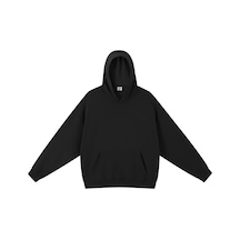 2025 Sonbahar Ve Kış Ağır 420g Düz Renk Havlu Kumaş Kapüşonlu Sweatshirt Siyah