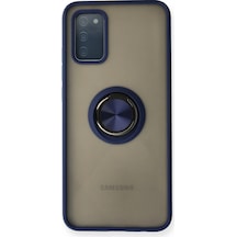 Muratech Newface Samsung Galaxy Uyumlu  A02s Kılıf Montreal Yüzüklü Silikon Kapak - Lacivert