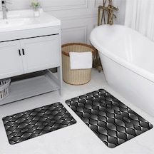Rovigo Home Baskılı Kaymaz Taban 2 Li Banyo Paspas Takım Rvg5217-100X60-60X50 Çok Renkli