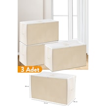 Serstil 3 Adet - Büyük Boy Bej Çizgili Hurç - 74 X 46 X 46 Cm