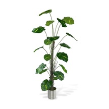 Yapay Ağaç Difenbahya Tropik 18 Dallı Çalılı Gövde 120x60cm Gümüş Aleminyum Saksıda