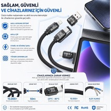 Bix 5ın1c-bk 1.5 Metre Siyah 240w Usb-a Ve Type C Ve Lightning Çok Fonksiyonlu Yüksek Hızlı Şarj Ve Data Kablosu, Çok Uçlu Şarj Kablosu Tüm Type C/lightning Telefon Ve Tabletlerle Uyumludur