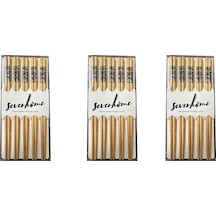 Desenli Yıkanabilir Kore Japon Çin Bambu Chopsticks Yemek Çubuğu - 24 Cm. - 5 Çiftlik 3 Paket Çok Renkli