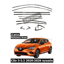 2020-2021-2022-2023-2024-2025-2026 Clio 5-5.5 Krom Cam Çıtası Nikelaj Tam Tur Paslanmaz