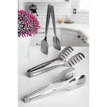 Bayev Paslanmaz Çelik Maşa Seti 3'lü Salata Maşası Makarna Maşası 3 Maşa