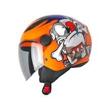 Fr215 Dog Neon Orange Motosiklet Kaskı Yarım Kids Motorcu Kask Turuncu Çok Renkli