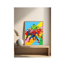 Marvel Doğal Ahşap Çerçeveli Tek Parça Dekoratif Tablo Çok Renkli - 844529655 Çok Renkli