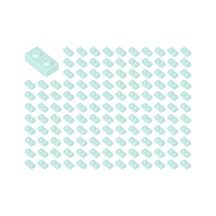 Yedek Parçalar: Plate 1x2: 100 Adet 1x2 Plate Parts Plaka Parçası Su Mavisi - Light Aqua 3023