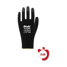 Beybi PU Touch Siyah Poliüretan Kaplı Polyester Örme Nitril İş Eldiveni 9 Beden 48 Çift