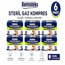 Dermateks Steril Kompres 7,5 7,5 Cm 4 Kat 100'lü 6 Paket