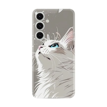Samsung Samsung Galaxy Uyumlu A56 Kılıf Boutique Baskılı Resimli Beyaz Kedi Pcode -061