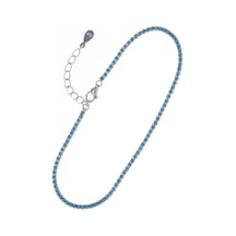 Nagiss Suyolu İnce Kare Dört Tırnak Model Turkuaz Taşlı İthal 925 Ayar Gümüş Kadın Bileklik