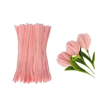 25 Adet Gül Kurusu Pembe Şönil , Çiçek Yapımına Uygun Tüylü Tel, 30 Cm 6 Mm