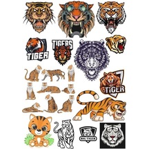 Kaplan Tiger Sticker Set-16 16 Parça Telefon, Tablet, Defter, Laptop Sticker