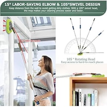 15 İşten Tasarruflu Dirsek Uzatma Direkli Duvar Temizleyici, Uzun Saplı Duvar Paspası, Süpürgelik Temizleyici Aleti, Mikrofiber Toz Temizleyici, Duvar, Zemin, Tavan, Pencere İçin Temizleme Fırçası