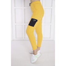 Kadın Spor Slimfit Slimfit Sarı Lastikli Paça Eşofman Altı-4051 Sarı