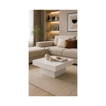Mimoza Modern Kare Orta Sehpa Beyaz 72x72 Cm Beyaz Beyaz