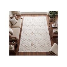 Merinos Vista Krem %100 Akrilik Yumuşak Dokulu Salon Oturma Odası Halısı Altın Renk Desenli 36892-77 Sarı