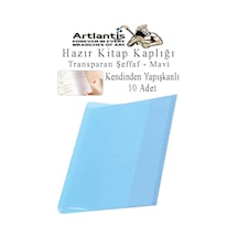Hazır Kitap Kaplığı Şeffaf Buzlu Mavi 10 Adet 1 Paket Cırtlı Ayarlanabilir Kendinde Yapışkanlı Kaplık Okul Sınıf Mavi