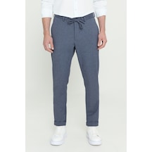 AC&Co / Altınyıldız Classics Erkek Lacı Slim Fit Dar Kesim Beli Bağlamalı Esnek Pantolon Lacivert