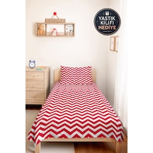 Zigzag Geometrik Fuşya Genç Odası Tek Kişilik Pike Takımı - Modern 160x220 Cm Kapitone Yatak Örtüsü Mercansı Sis Sırları