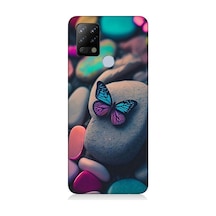 Tecno Pova Uyumlu Kelebek Ve Renkli Taşlar Desenli Silikon Kılıf