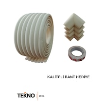 Teknozeel Kauçuk Krem Renk Geniş Kenar Ve 4 Adet Köşe Koruyucu 2 Metre Bebek Çocuk Masa Kenar Koruma