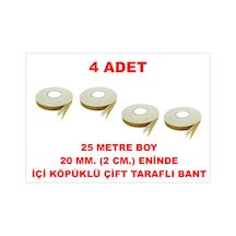 Çift Taraflı İçi Köpüklü Sarı Bant 25 M. Uzunlukta 20 Mm-2 Cm Ebatında 4 Adet
