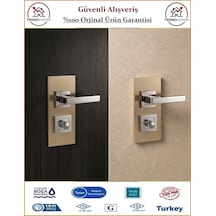Grossavm Lama Rozetli Wc Banyo Kapı Kolu - Nikel - 1 Takım Ön Ve Arka
