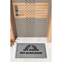 Rugmood Modern Dijtal Baskı Gri My Home My Kingdom Dış Kapı Önü Paspası