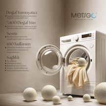 Metsgo 6 Adet Yün Kurutma Topu - Doğal Yumuşatıcı- Kırışık Giderici - Kurutma Makinesi Için