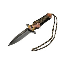 4267 Çok Renkli Kamp Çakı 21cm - Yarı Otomatik, İpli, Kemerlikli