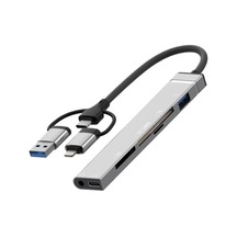 Usb / Typ-c / 8 Pin-cf / Tf / Sd Kart Okuyucu, 3,5mm Hub Adaptörü 6 Arada 1 Yerleştirme İstasyonu Gümüş , Boyut:6'da 6