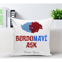 Kişiye Özel Bordo Mavi Aşk Yastık Kılıfı