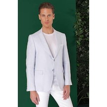 Efor Comfort Fit Çift Yırtmaç %100 Keten Casual Mavi Ceket C 668 Mavi
