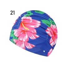 Baskılı Spor Aksesuarları Elastik Naylon Türban Uzun Saç Koruma Havuz Banyo Şapkaları Yüzme Kap 21 Çok Renkli