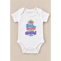 Babylimon Zzz Shhh... Be Quiet I Am Sleeping Beyaz Kısa Kollu Çıtçıtlı Bebek Zıbını Beyaz - 930083740 Beyaz