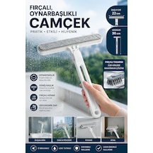 Çok Fonksiyonlu Süngerli Ve Fırçalı Pratik Oynarbaşlıklı Cam Sileceği Beyaz