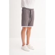 Cazador Regular Fit Jakarlı Örme Bermuda Şort Koyu Gri