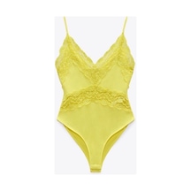 Arba Body Çıtçıtlı İnce Askılı Dantel Detaylı Neon Neon
