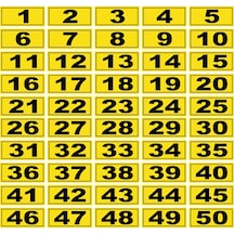Posta Kutusu Numarası 3,9 Cm X 1,7 Cm 1-50 Adet Yapışkanlı Numara