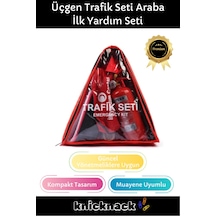 Tse Belgeli Tüvtürk Uyumlu Üçgen Trafik Seti Bez Çantalı Karayollarına Uygun Araba İlk Yardım Üçgen