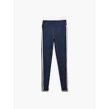 Koton Yüksek Bel Çizgili Slim Fit Spor Tayt Lacivert 5sak40262nk Lacivert