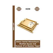 Delux Serisi Düzenleyici Mutfak Eşyası Şık Sunum 3'lü Bambu Tepsi Çok Renkli