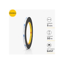 3m Scotch Çift Taraflı Bant 5mm X 50 Metre Güçlü Yapıştırıcı Siyah Akrilik Bant