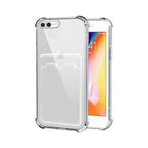 Apple Uyumlu iPhone 7 Plus Kılıf Darbe Emici Köşe Korumalı Kartlıklı Cüzdanlı Silikon Kapak Şeffaf