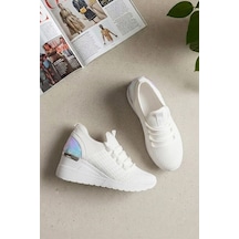 Elit Btflrft-607 Kadın Gizli Dolgu Topuklu Klasik Sneaker Beyaz