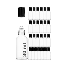 Çelik Roll On Şişesi 30 ML Sızdırmaz Siyah Kapaklı Şeffaf Cam Şişe 25 Adet