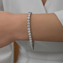 Gümüş 2.5 Mm Beyaz Taşlı Su Yolu Kadın Bileklik