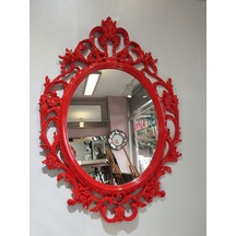 Ayna Denizi Vintage Taç Model Kırmızı Renk Dekoratif Ayna